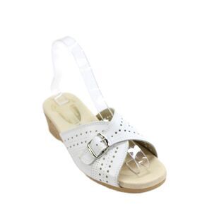 Worishofer Womens Leather Slide On Wedge Sandals White Size 38 8